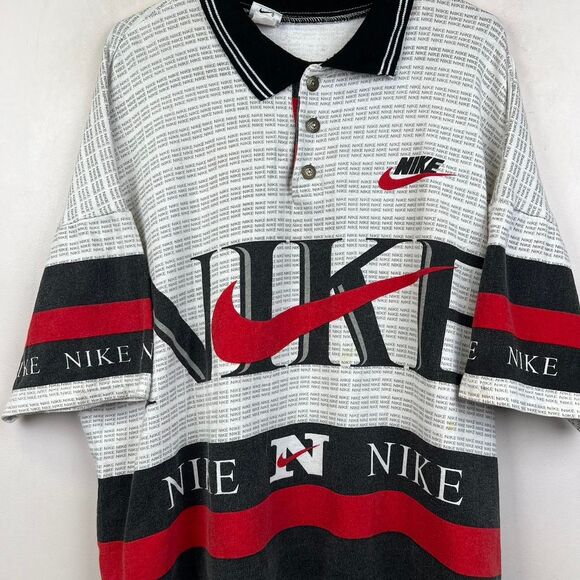 Vintage 90s Nike All Over Print Polo Shirt Size XL - Picture 3 of 8